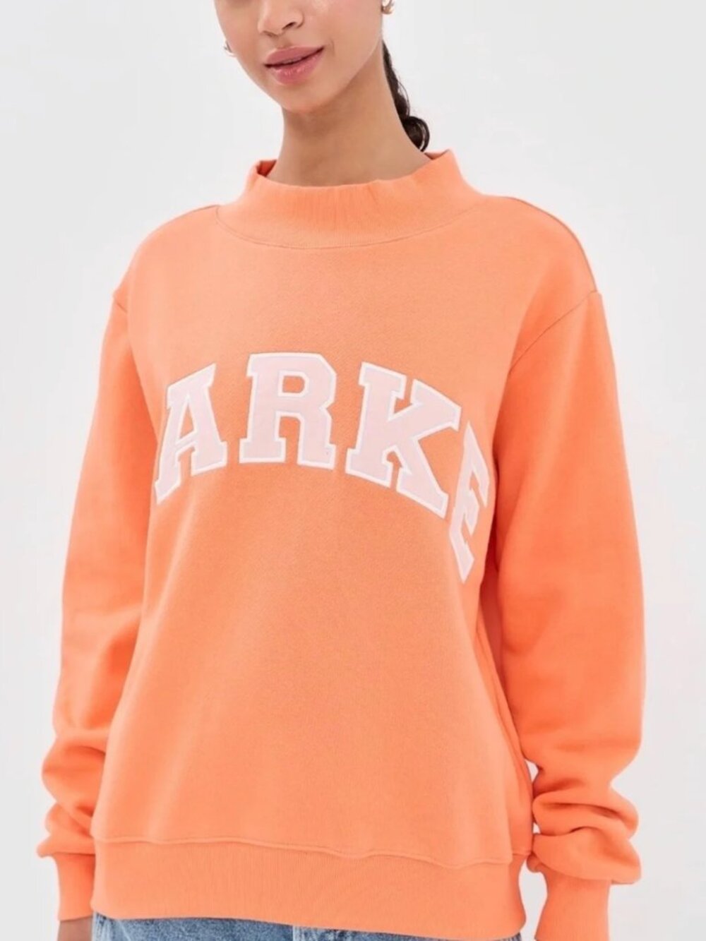 PARKE Varsity Mockneck Sweatshirt Creamsicle Orange + Rose Pink Small/Medium NWT